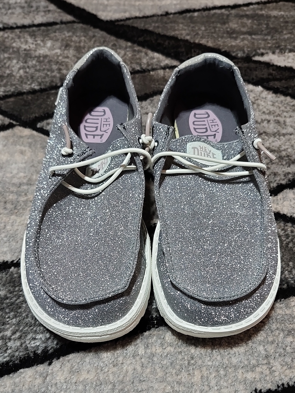 HEY DUDE WENDY METALLIC GLITTER SPARKLE SLIP-ON LOAFERS SNEAKERS SHOE